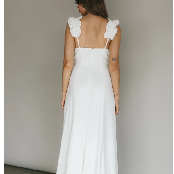 Selfie Leslie white ruffle sleeve midi/maxi dress - Picture 2 of 3